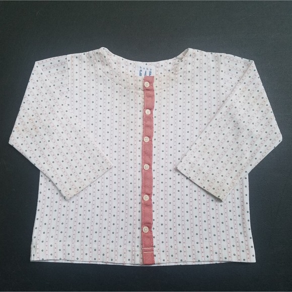 Vintage Baby GAP long-sleeved print crew neck button-down top - Picture 1 of 12